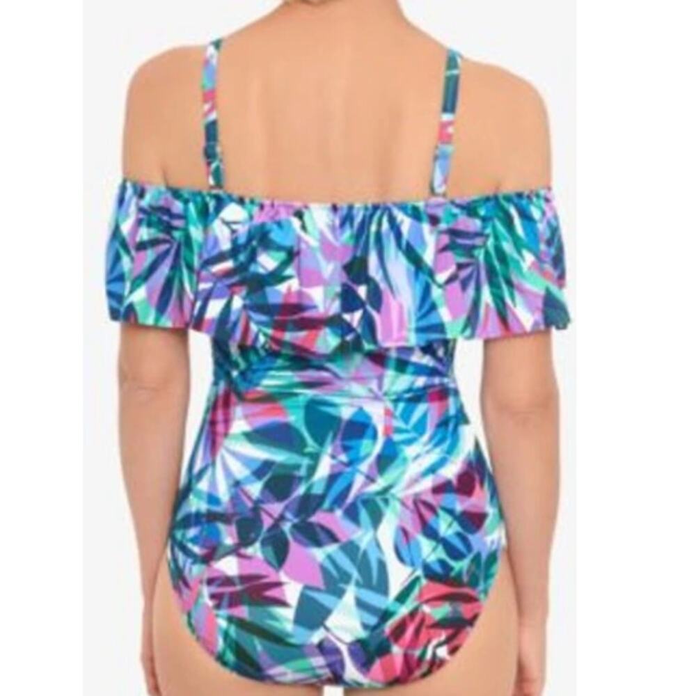 Swim Solutions Waist Minimizer Off the Shoulder One Piece Swimsuit Women's 16 - Picture 11 of 11